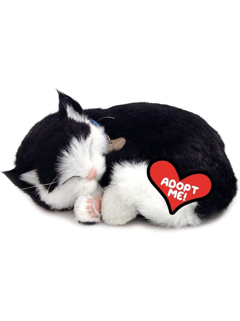Realistic Black & White Shorthair Kitten Plush Toy - Interactive Stuffed Animal
